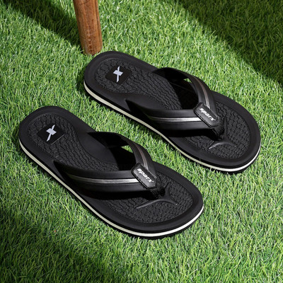 Sparx Men Flip Flops(Black, Grey , 9)