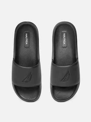 NAUTICA Men Slides(Black , 8)