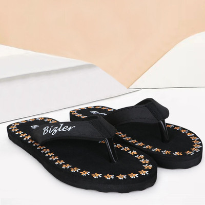 BIZLER Women Soft Ortho Slippers | Lightweight, Non-Slip & Stylish Daily Wear Slippers(Black , 5)