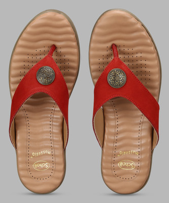 Scholl Women Flip Flops(Red , 5)