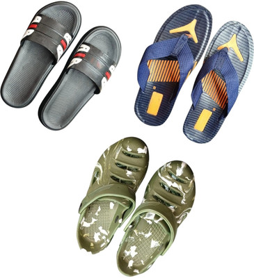 BLIBBERS Men Slippers(Black, Blue, Green , 7)
