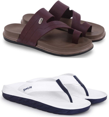 Kapani Fashion Men Slippers(Maroon, White , 8)