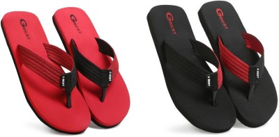 G Best Men Flip Flops(Red, Black , 10)