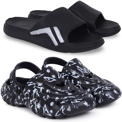 Pampy Angel Men Slippers(Black, Black , 7)