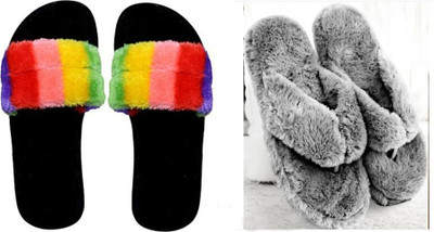 rexizone Women Slides(Multicolor, Grey , 5)