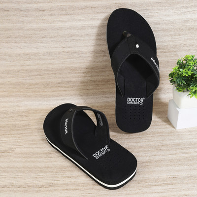 DOCTOR EXTRA SOFT Men Flip Flops(Black , 13)