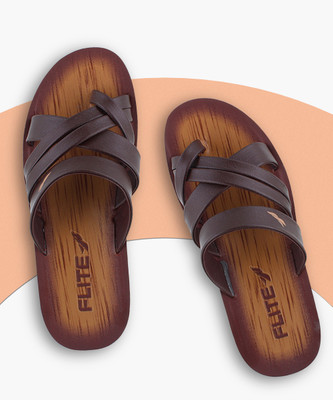 FLITE Men Flip Flops(Brown , 7)