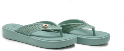 asian Women Flip Flops(Green , 4)