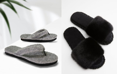 rexizone Women Flip Flops(Black, Grey , 4)