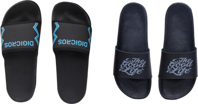 Digimahadev Men Flip Flops(Black , 8)