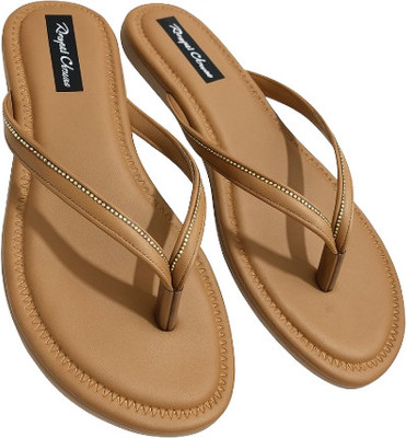 kosia Men Flip Flops(Tan , 5)
