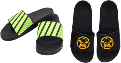 nvisan Men Slides(Green, Yellow , 8)