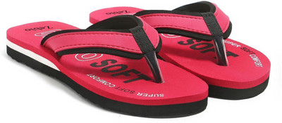 zebio Women Flip Flops(Red, Black , 6)