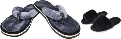 rexizone Women Slides(Grey, Black , 4)