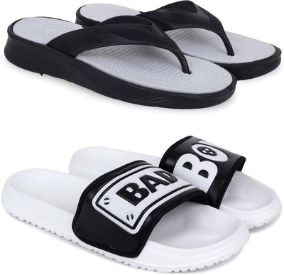 KAPYANSH Men Slippers(Grey, White , 7)