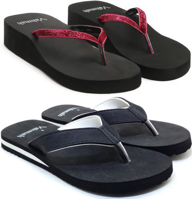 VAHMAH Women Slippers(Maroon, Black , 8)
