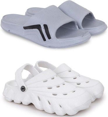Pampy Angel Men Slippers(Grey, White , 10)