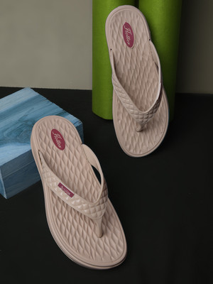 action Women Flip Flops(Beige , 5)