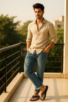 BFOOT Men Slippers(Navy, Black , 9)