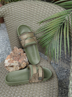 Chupps Men Forge Olive Slides Slippers Soft FootbedLightweight Flip Flops For Flip Flops(Olive , 10)