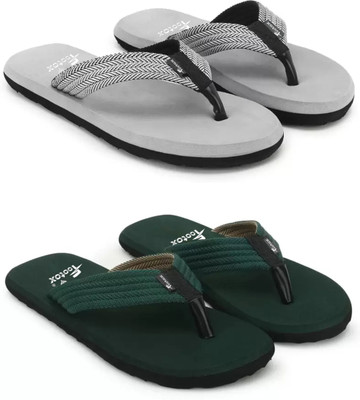 Footox Men Slippers | Slides | Flipflop | Clogs | Ortho | Acupressure Flip Flops(Grey, Green , 9)