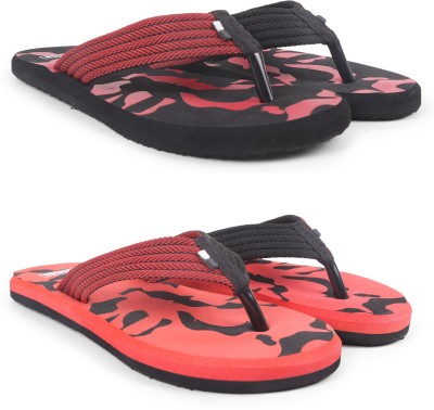 FLIPJONES Men Flip Flops(Red, Red , 6)