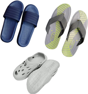 BLIBBERS Men Slippers(Blue, Grey, Off White , 9)