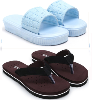 Tellinn Women Slides(Blue, Maroon , 8)