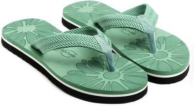 SOUL CULTURE Women Flip Flops(Green , 5)