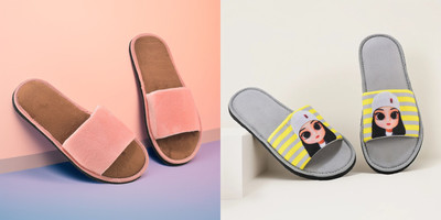 Y key Women Flip Flops(Pink, Grey , 5)