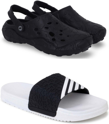 Kapani Fashion Men Clogs(Black, White , 6)