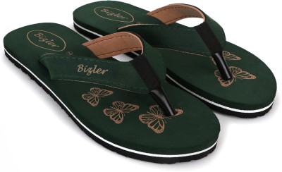 BIZLER Women EVA|Ultralightweight|Premium|Comfort|All Season Flip Flops(Green , 4)