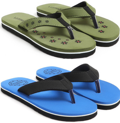 VAHMAH Women Slippers(Green, Blue , 5)