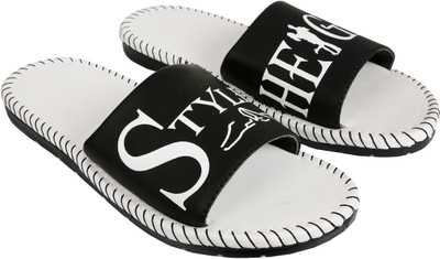 STYLE HEIGHT Men Slides(White , 10)
