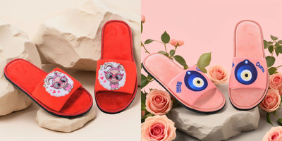 Y key Women Flip Flops(Red, Pink , 6)