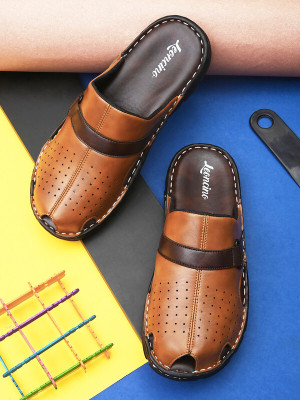 LEONCINO Men Slides(Tan , 9)