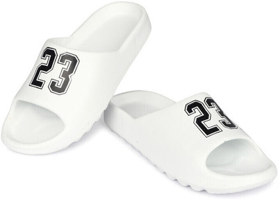 Fuliva Men Slides(White , 8)