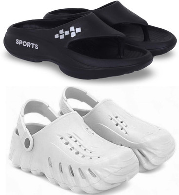 Pampy Angel Men Slippers(Black, White , 10)