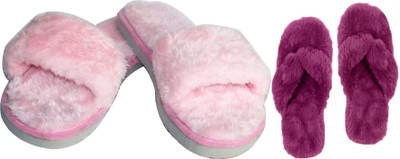rexizone Women Flip Flops(Pink, Purple , 3)