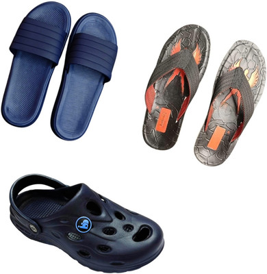 BLIBBERS Men Slippers(Blue, Black, Blue , 8)