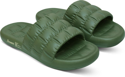 athree Men Men's Comfortable Anti-Slip Sliders Soft Cushion Cloud Slides Lightweight EVA Slippers(Olive , 8)