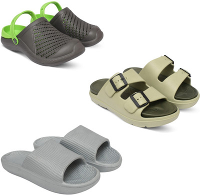 Acorn Men Slides(Green, Beige, Silver , 8)