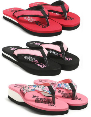 zebio Women Slippers(Red, Black, Black, Pink, Pink , 5)