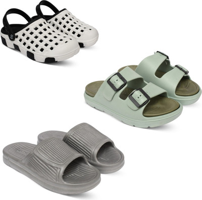 Acorn Men Slides(White, Olive, Grey , 6)