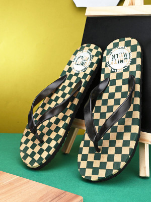 Unity Walk Men Flip Flops(Green, Gold , 8)
