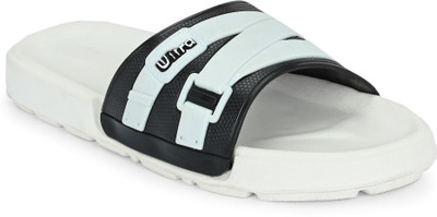 Shoe Island Men Slides(White, Black , 6)