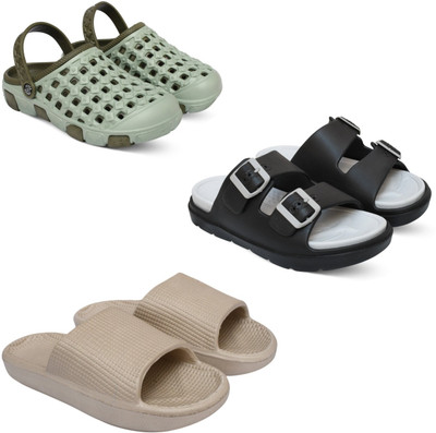 Acorn Men Slides(Olive, Grey, Beige , 8)