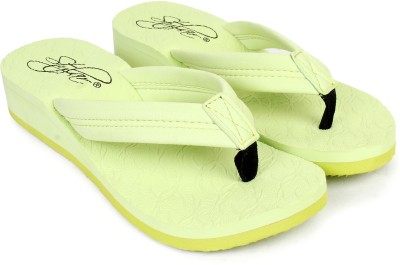 Stylar Women Flip Flops(Green , 5)