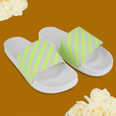 Monoction Men Monoction Silicon Rubber Slippers Flexible Flip Flop for men Slides(White , 9)