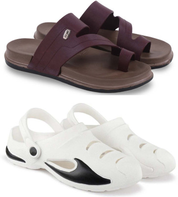 Kapani Fashion Men Slippers(Maroon, White , 8)